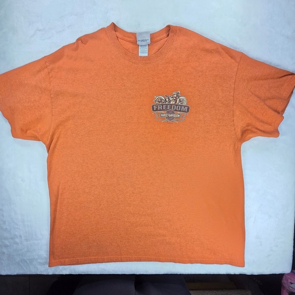 Harley Davidson Mississippi Coast Biloxi, Mi Shirt Men 2xl Orange Biker Freedom - Picture 2 of 7